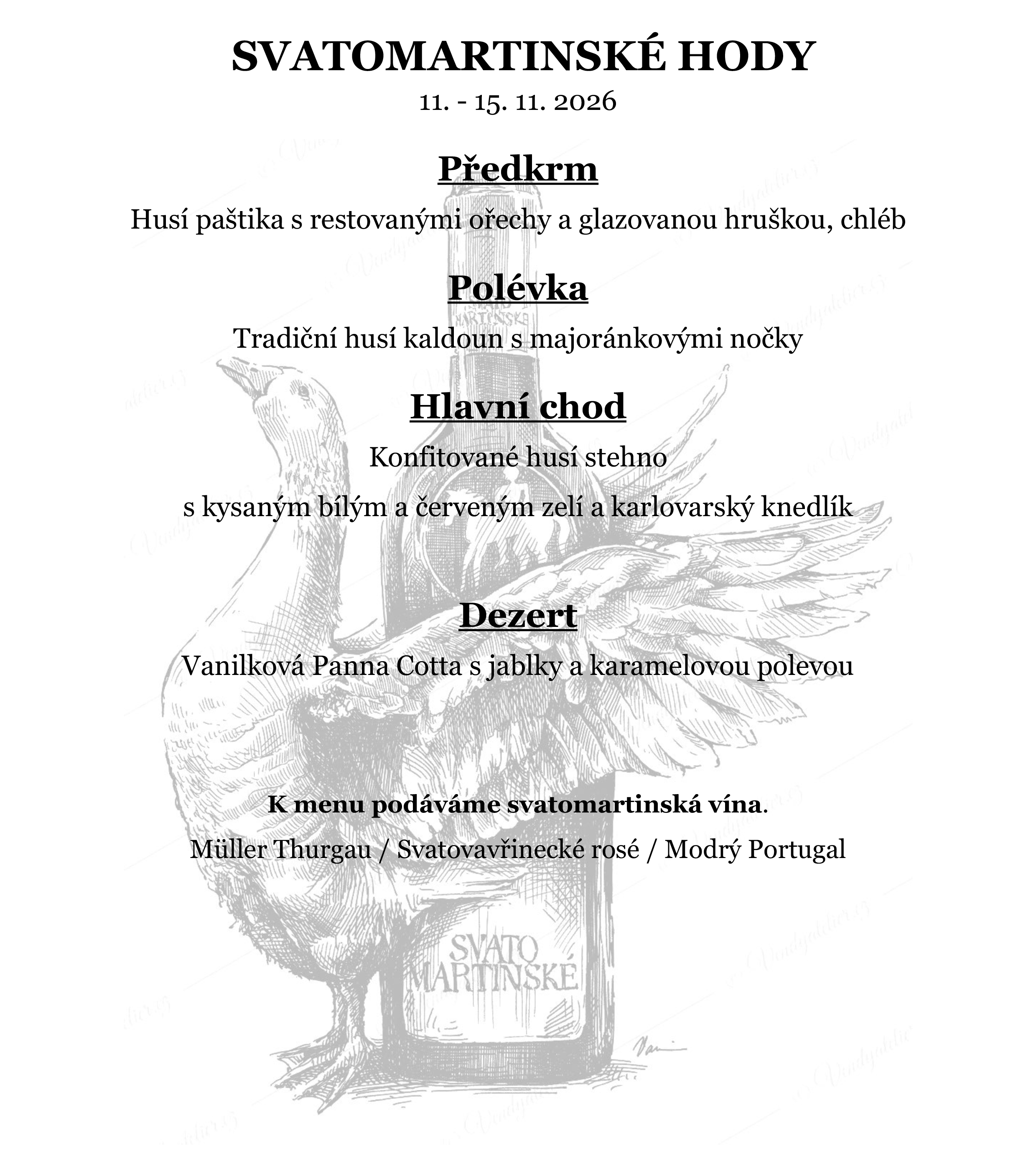 Svatomartinské hody v Brně - menu
